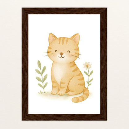 Kira die Katze Poster mit Holzrahmen von tinylearner
