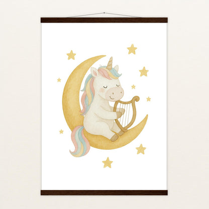 Luni das Einhorn - Motiv: "Mond" Poster mit Leisten von tinylearner