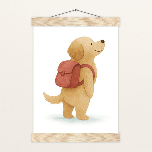 Hugo der Hund - Motiv: "Rucksack" Poster mit Leisten von tinylearner