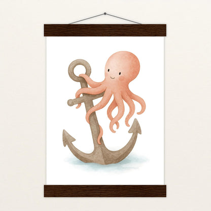 Tilli der Tintenfisch - Motiv: "Anker" Poster mit Leisten von tinylearner