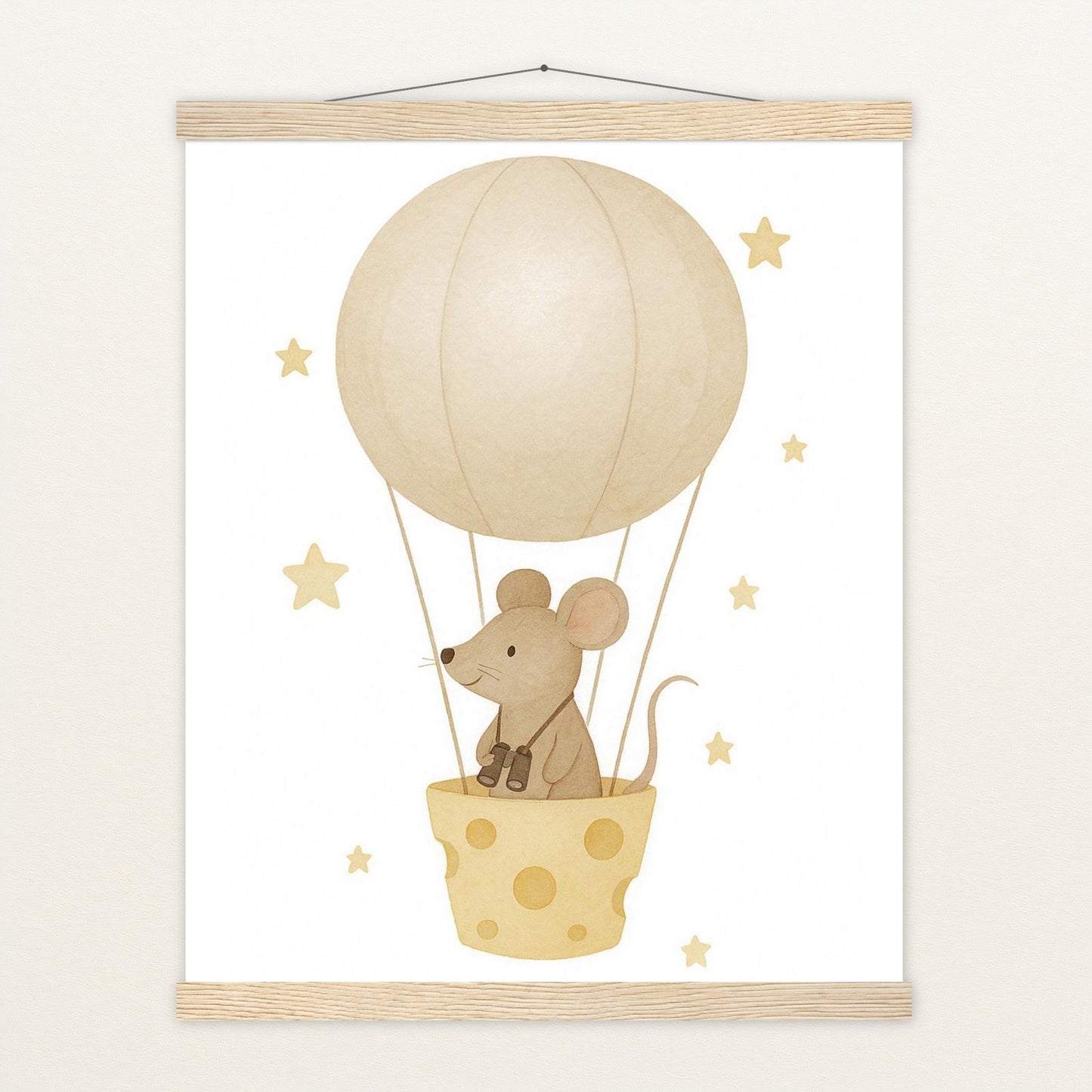 Mimi die Maus - Motiv: "Heißluftballon" Poster mit Leisten von tinylearner