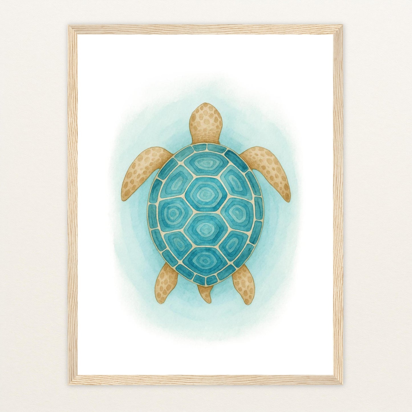 Sora die Schildkröte - Motiv: "Treiben" Poster mit Holzrahmen von tinylearner