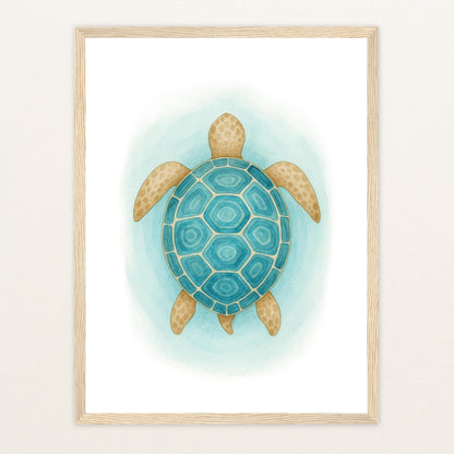 Sora die Schildkröte - Motiv: "Treiben" Poster mit Holzrahmen von tinylearner