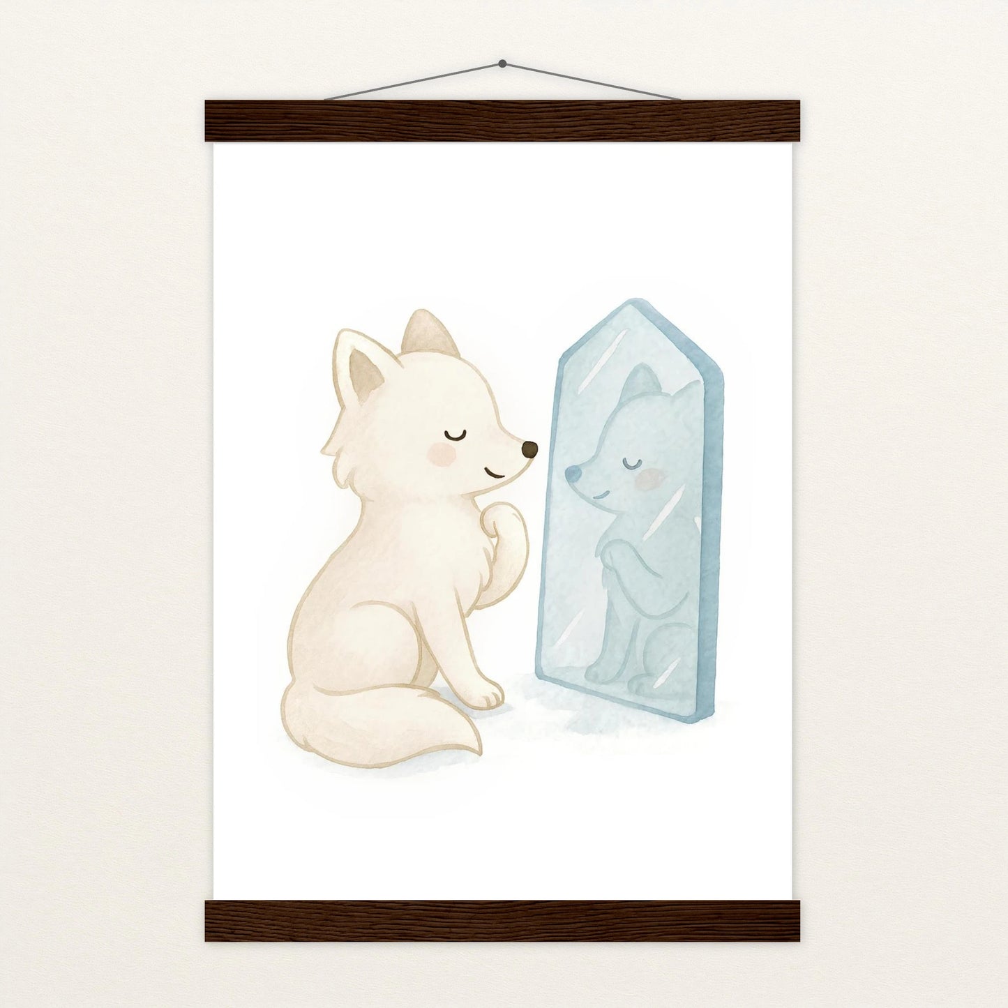 Pino der Polarfuchs - Motiv: "Spiegel" Poster mit Leisten von tinylearner