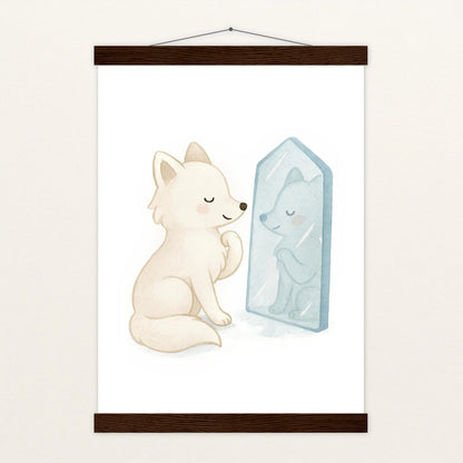 Pino der Polarfuchs - Motiv: "Spiegel" Poster mit Leisten von tinylearner