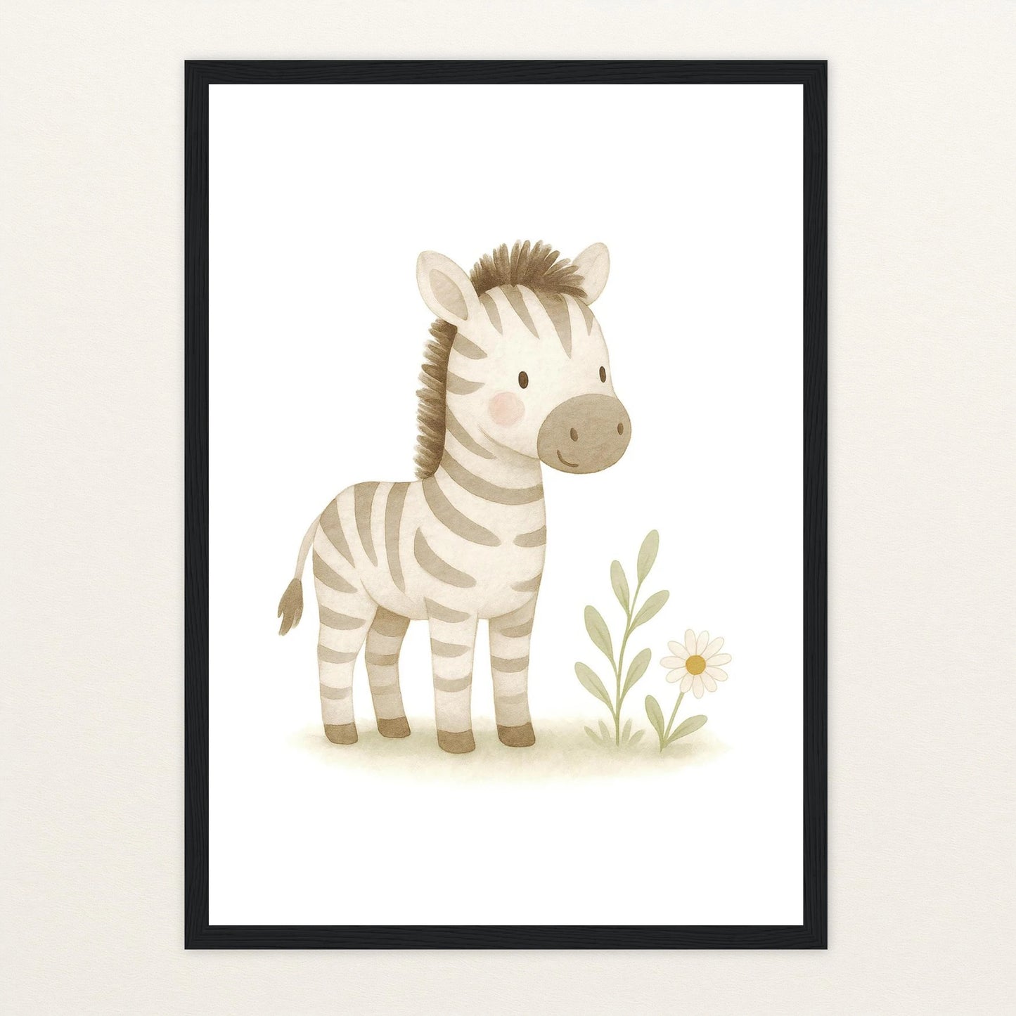 Zinni das Zebra Poster mit Holzrahmen von tinylearner