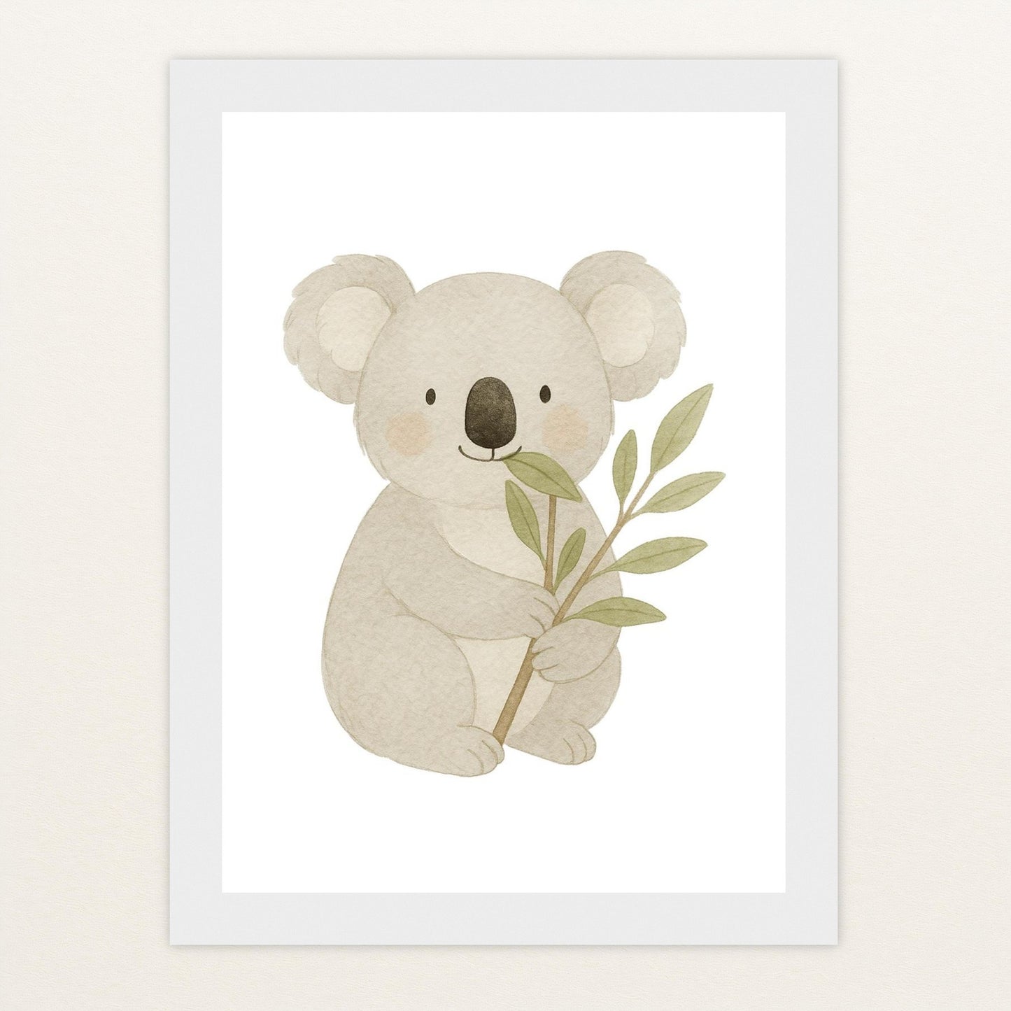 Kori der Koala - Motiv: "Eukalyptus" Poster mit Holzrahmen von tinylearner