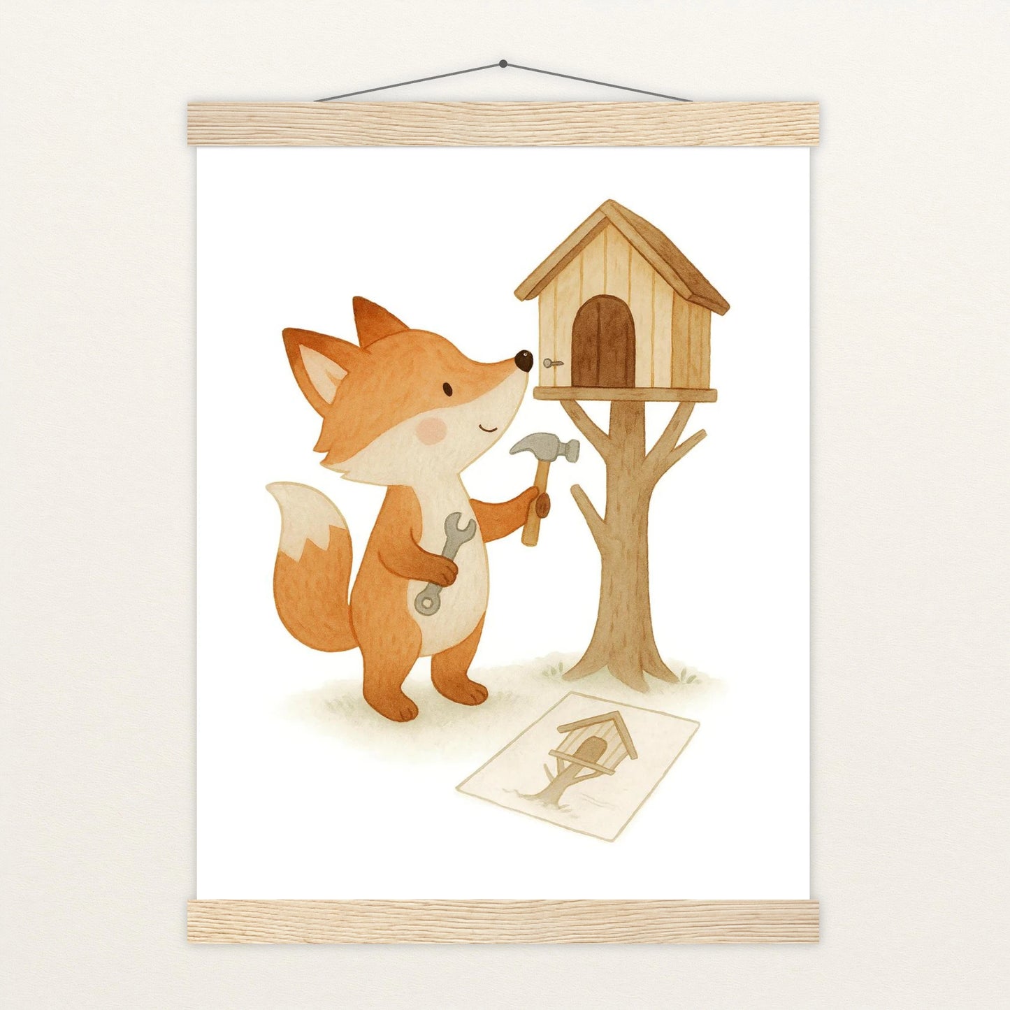 Finnegan der Fuchs - Motiv: "Baumhaus" Poster mit Leisten von tinylearner