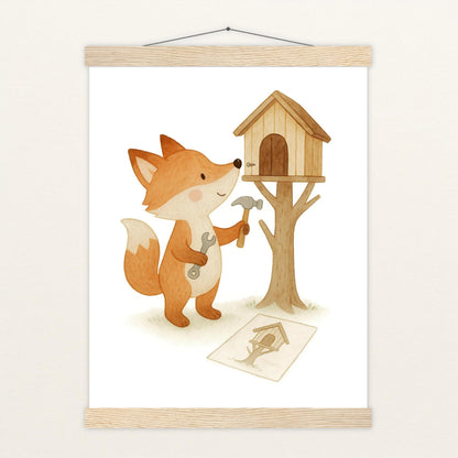 Finnegan der Fuchs - Motiv: "Baumhaus" Poster mit Leisten von tinylearner