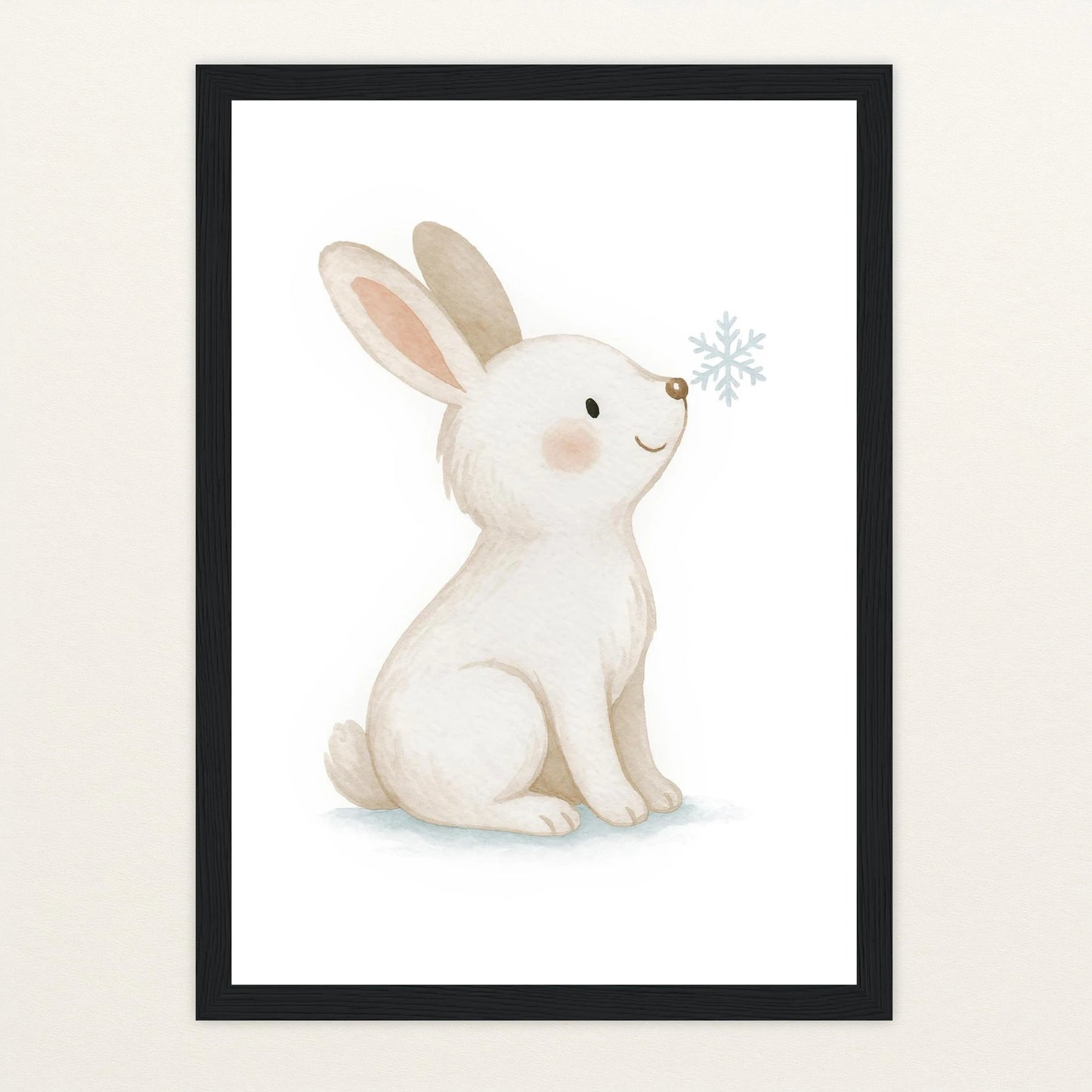 Sina der Schneehase Poster mit Holzrahmen von tinylearner