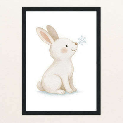 Sina der Schneehase Poster mit Holzrahmen von tinylearner