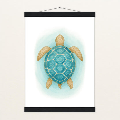 Sora die Schildkröte - Motiv: "Treiben" Poster mit Leisten von tinylearner