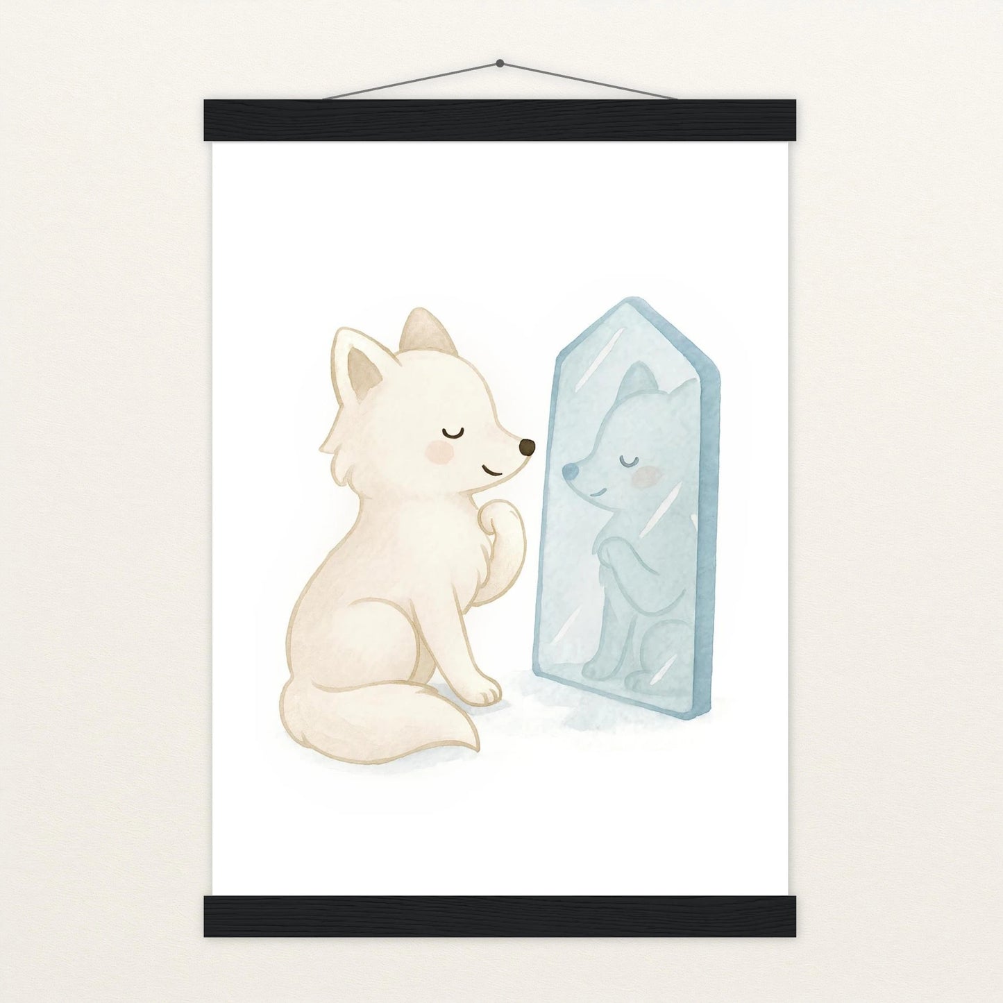 Pino der Polarfuchs - Motiv: "Spiegel" Poster mit Leisten von tinylearner