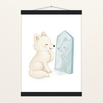 Pino der Polarfuchs - Motiv: "Spiegel" Poster mit Leisten von tinylearner