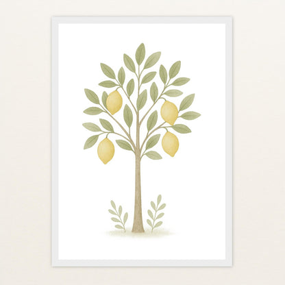 Zitronenbaum Poster mit Holzrahmen von tinylearner