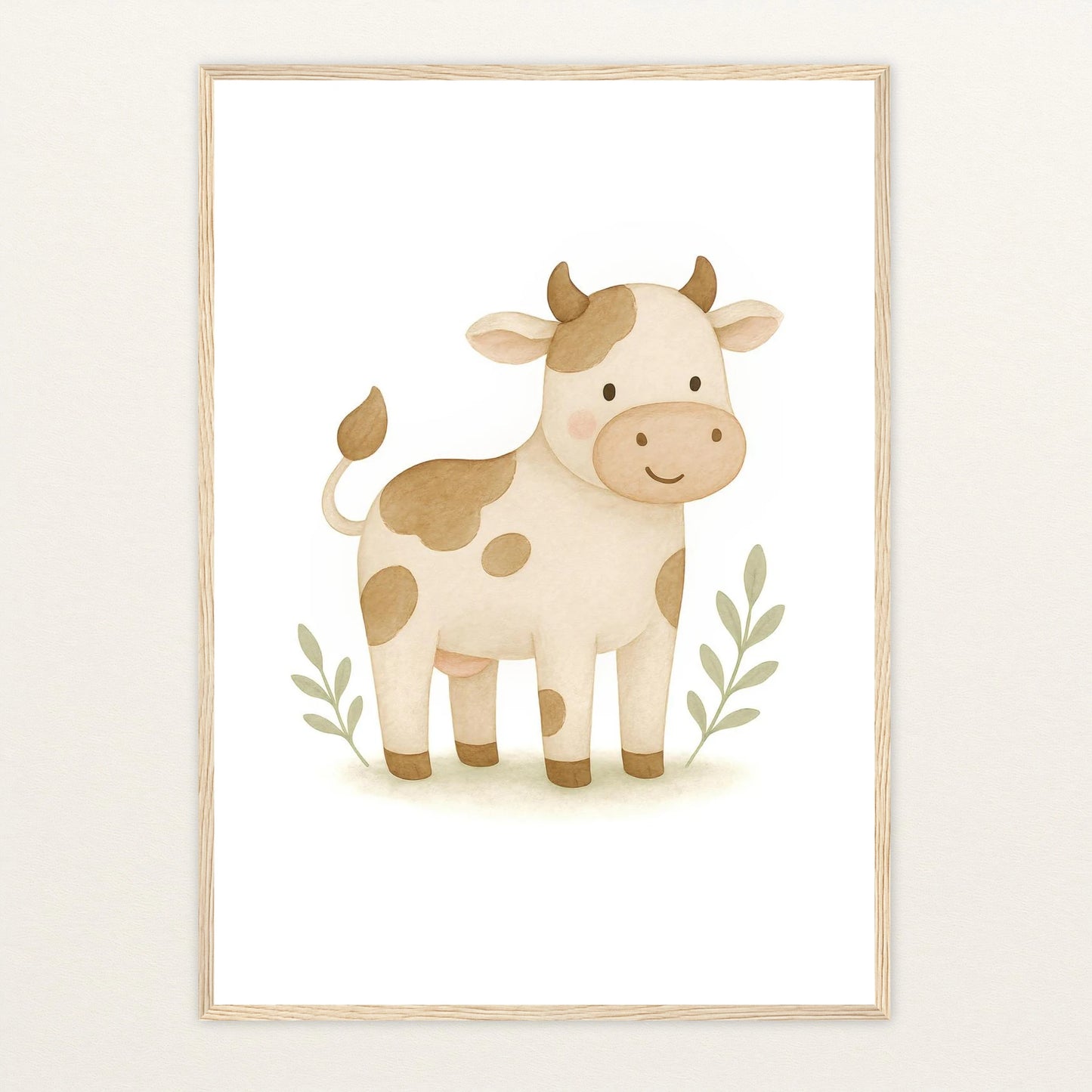 Klara die Kuh Poster mit Holzrahmen von tinylearner