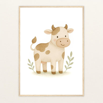 Klara die Kuh Poster mit Holzrahmen von tinylearner