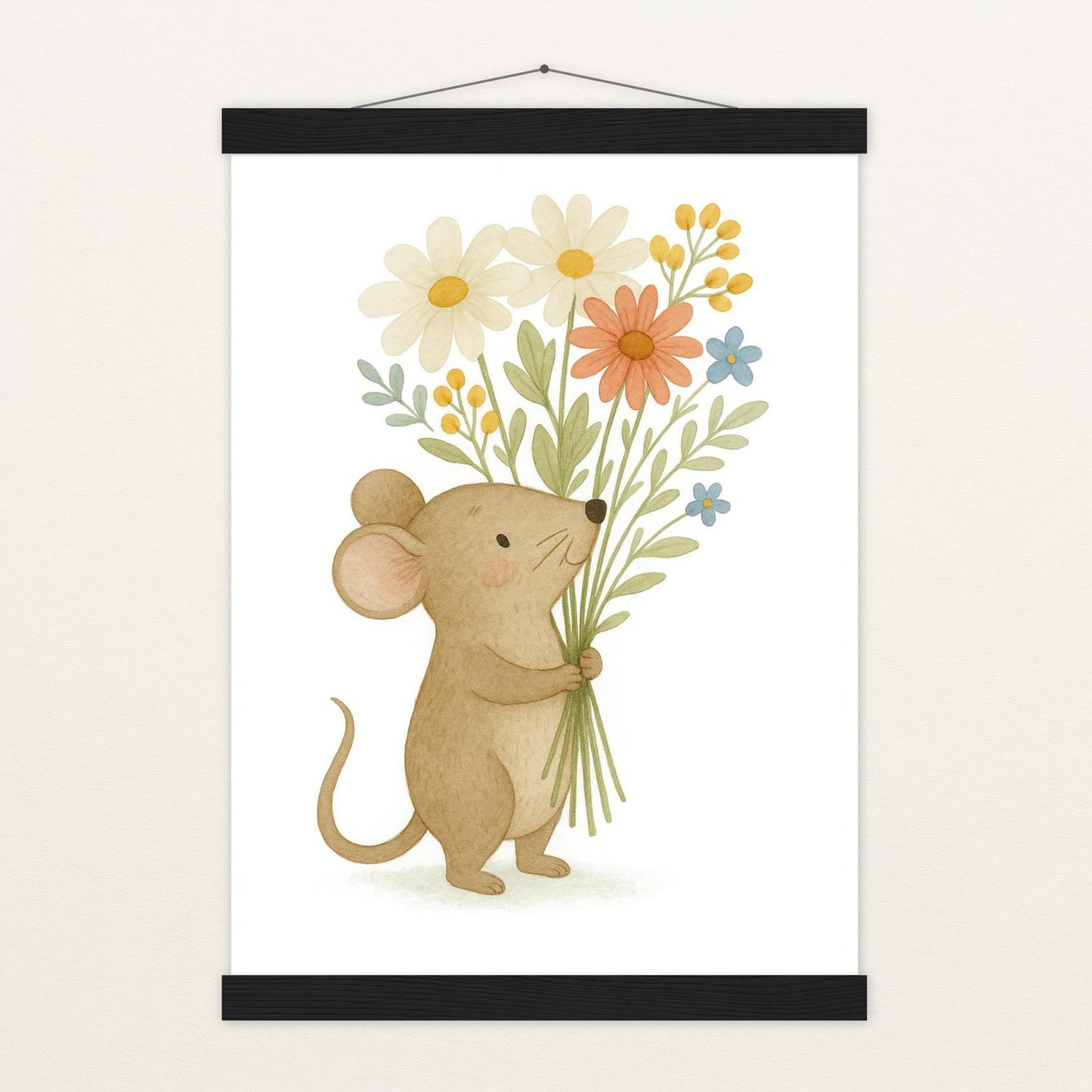Mimi die Maus - Motiv: "Blumenstrauß" Poster mit Leisten von tinylearner
