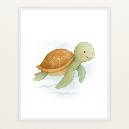 Sora die Schildkröte Poster mit Holzrahmen von tinylearner