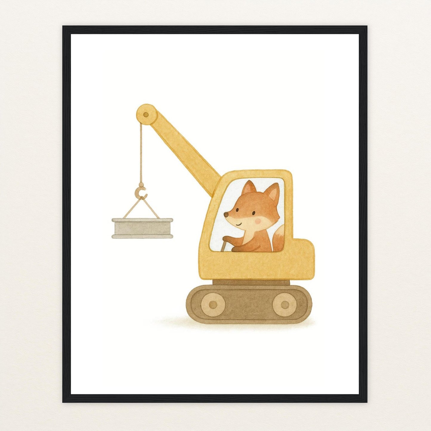 Finnegan der Fuchs - Motiv: "Kran" Poster mit Holzrahmen von tinylearner