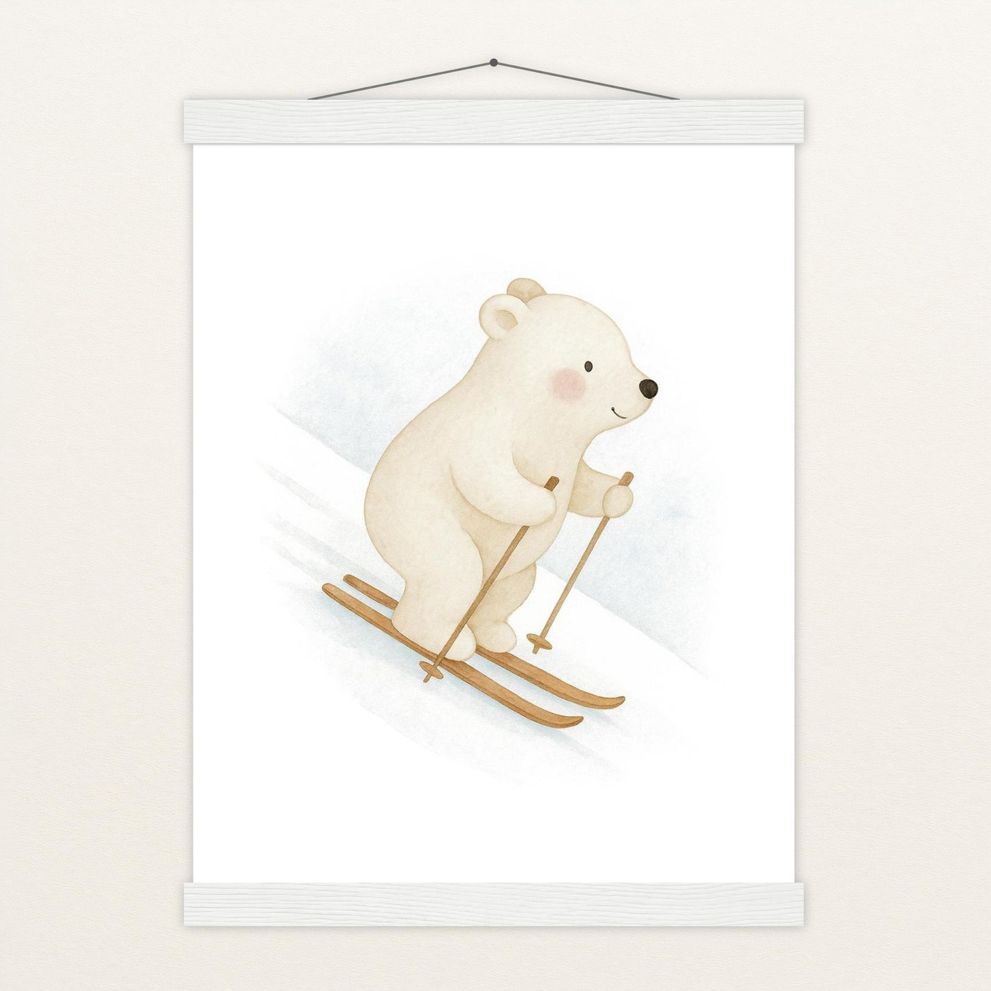 Pummel der Polarbär - Motiv: "Ski" Poster mit Leisten von tinylearner