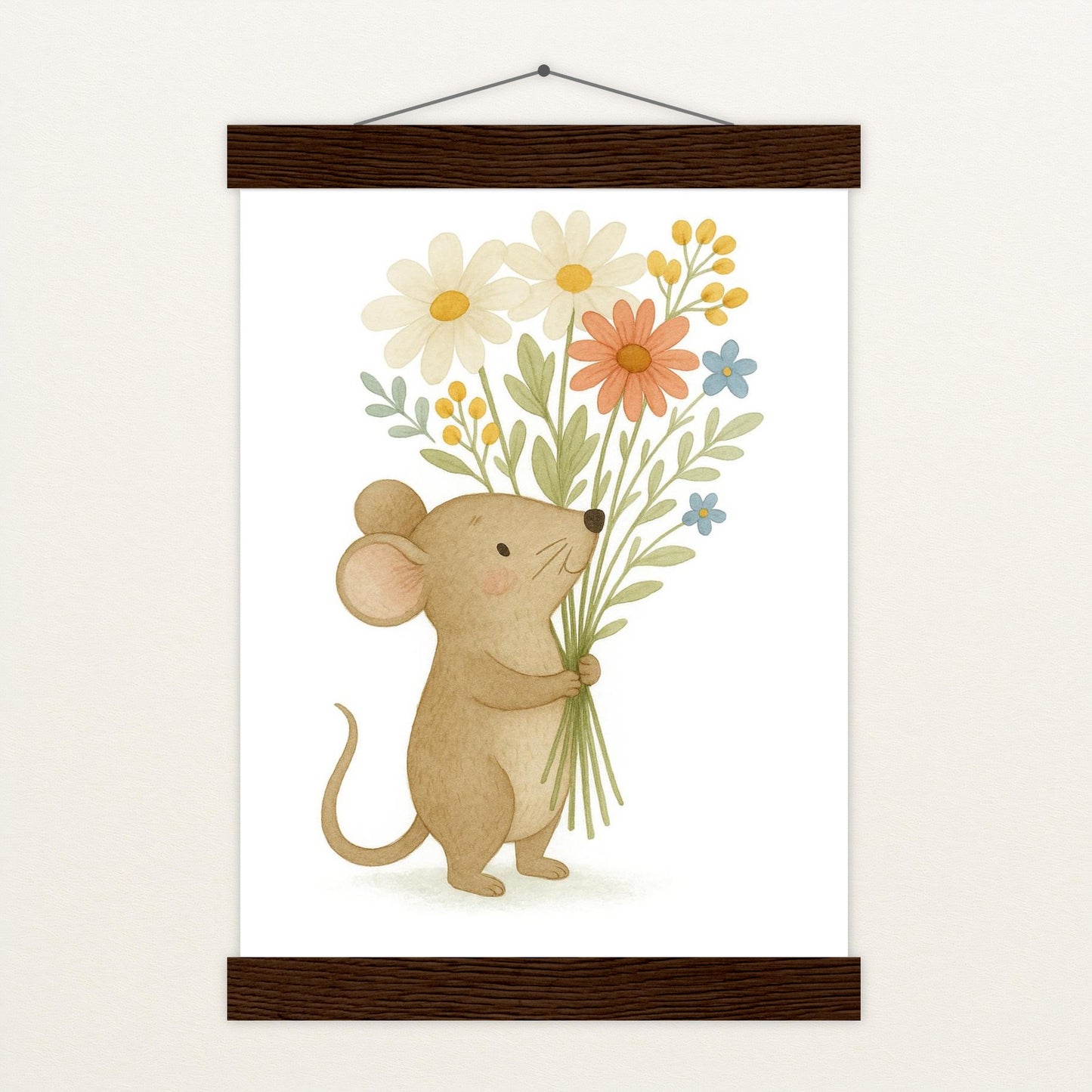 Mimi die Maus - Motiv: "Blumenstrauß" Poster mit Leisten von tinylearner