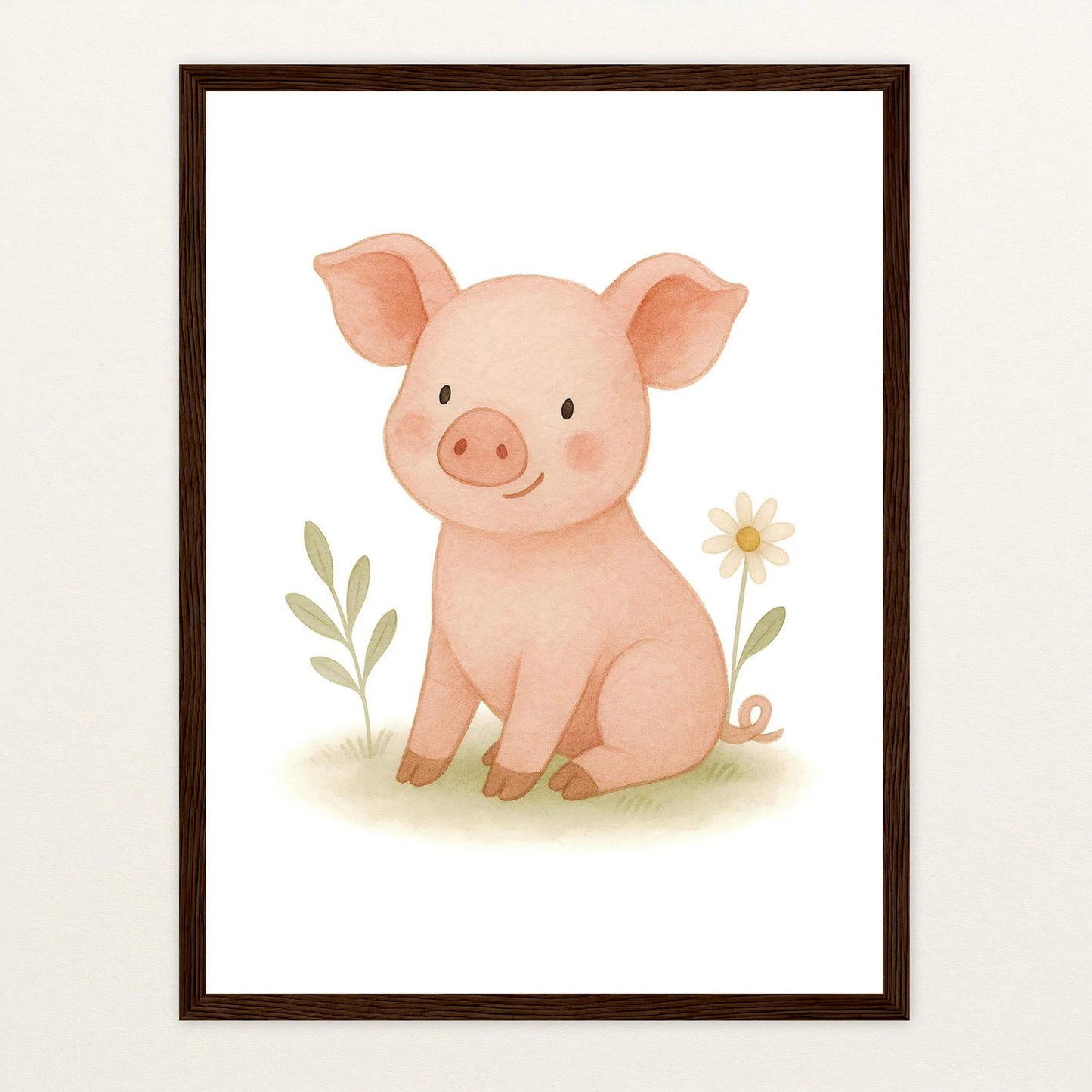 Susi das Schwein Poster mit Holzrahmen von tinylearner