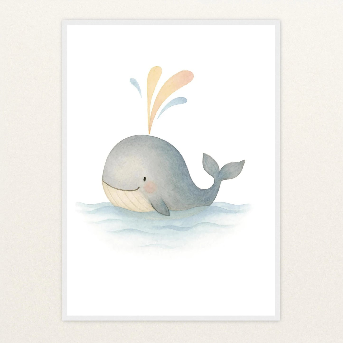 Willi der Wal - Motiv: "Freude" Poster mit Holzrahmen von tinylearner