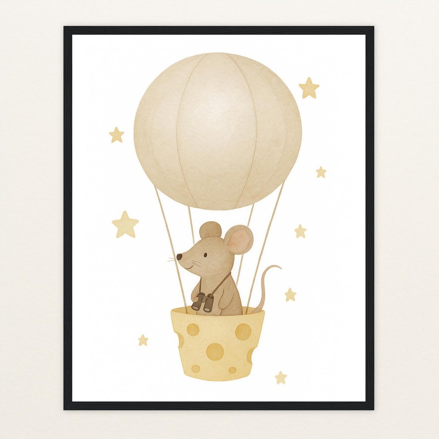 Mimi die Maus - Motiv: "Heißluftballon" Poster mit Holzrahmen von tinylearner