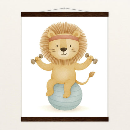 Leo der Löwe - Motiv: "Workout" Poster mit Leisten von tinylearner