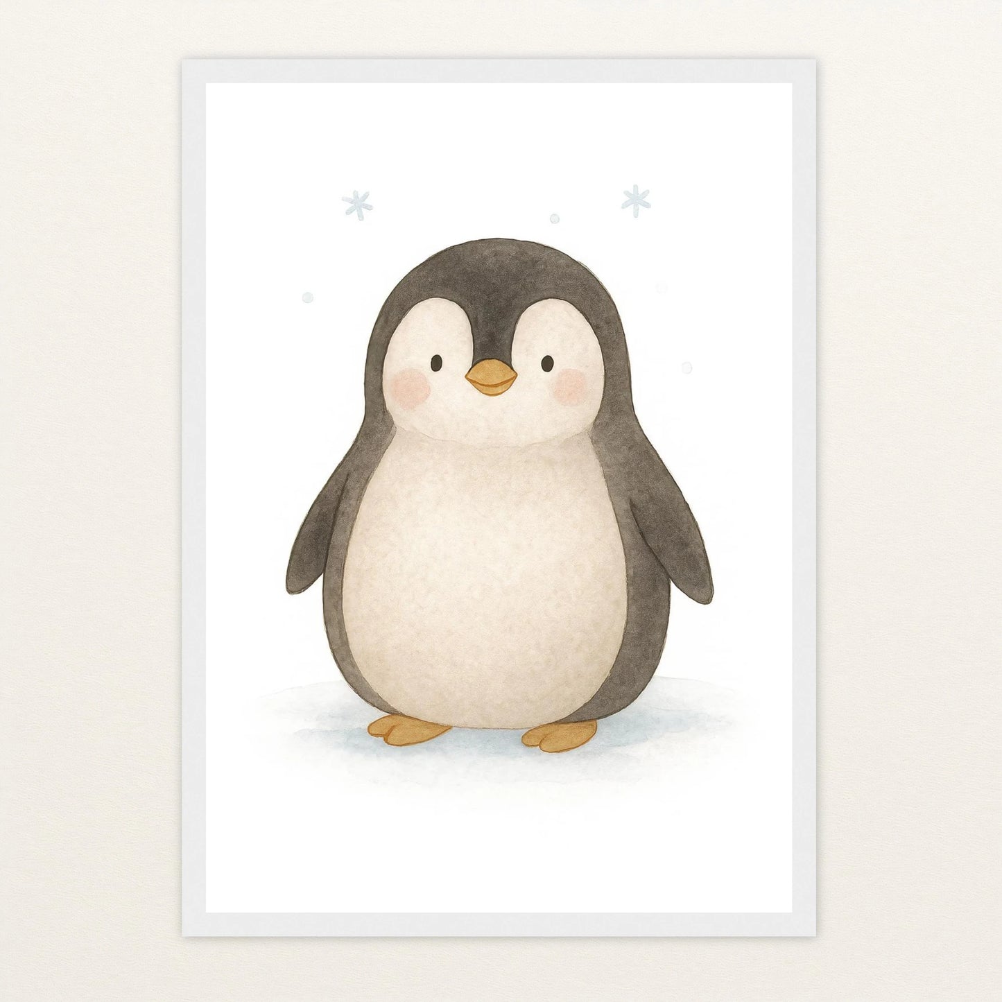 Pia der Pinguin Poster mit Holzrahmen von tinylearner