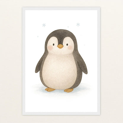Pia der Pinguin Poster mit Holzrahmen von tinylearner