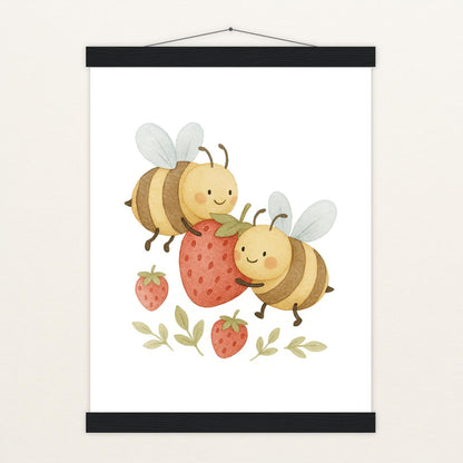 Bibi die Biene - Motiv: "Erdbeere" Poster mit Leisten von tinylearner
