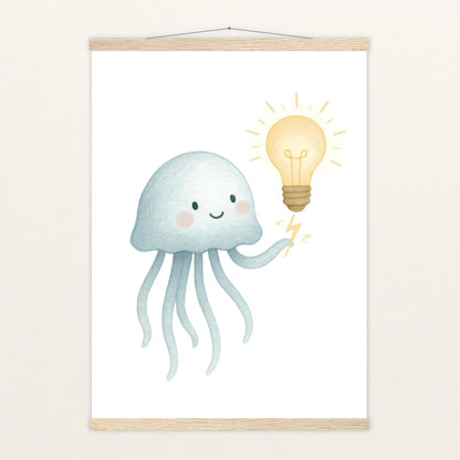 Quinn die Qualle - Motiv: "Glühbirne" Poster mit Leisten von tinylearner