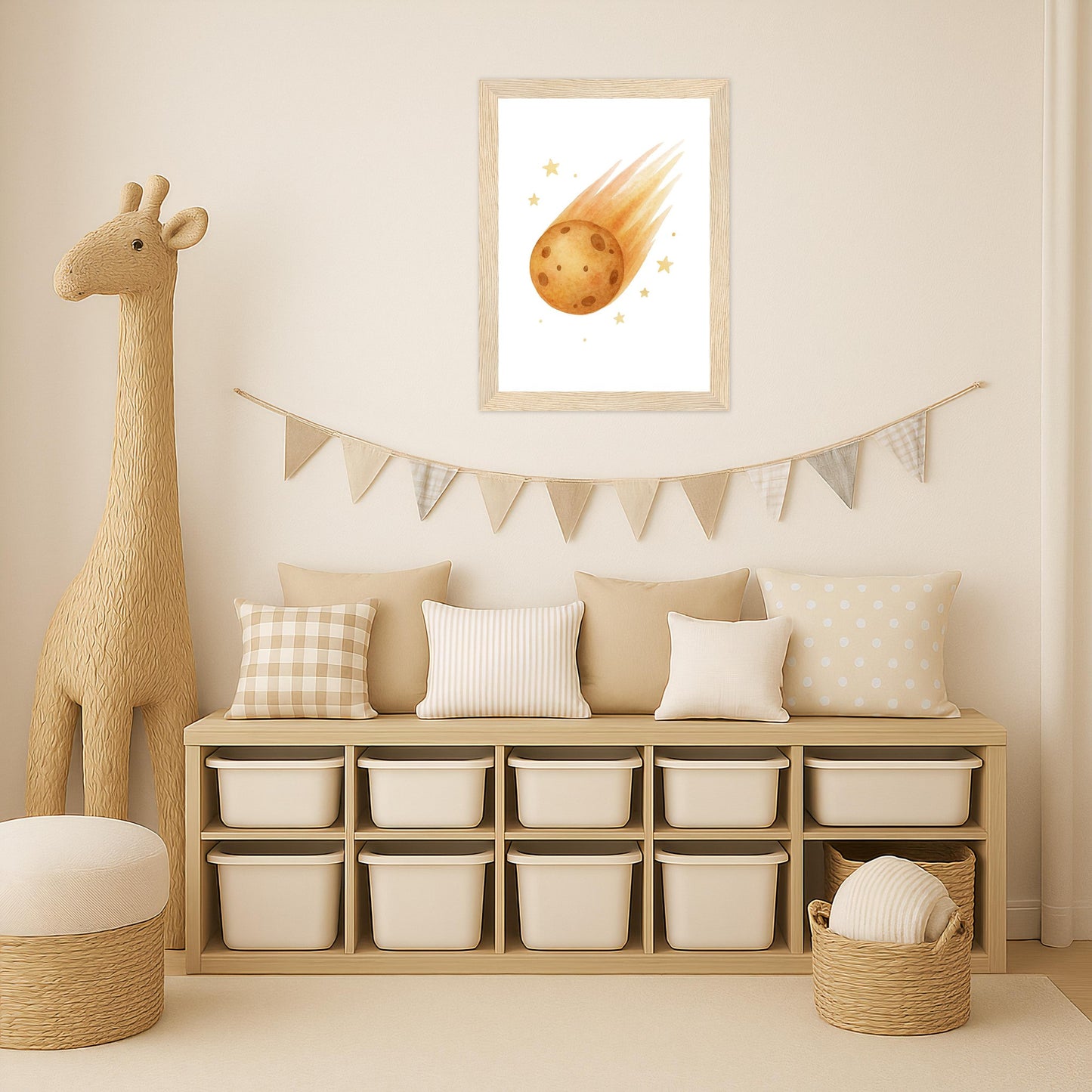 Asteroid Poster mit Holzrahmen von tinylearner