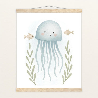 Quinn die Qualle Poster mit Leisten von tinylearner