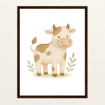 Klara die Kuh Poster mit Holzrahmen von tinylearner