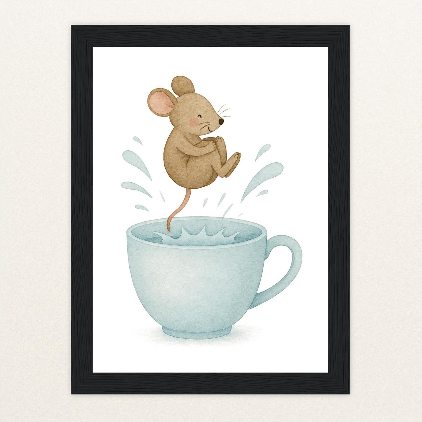 Mimi die Maus - Motiv: "Pool" Poster mit Holzrahmen von tinylearner