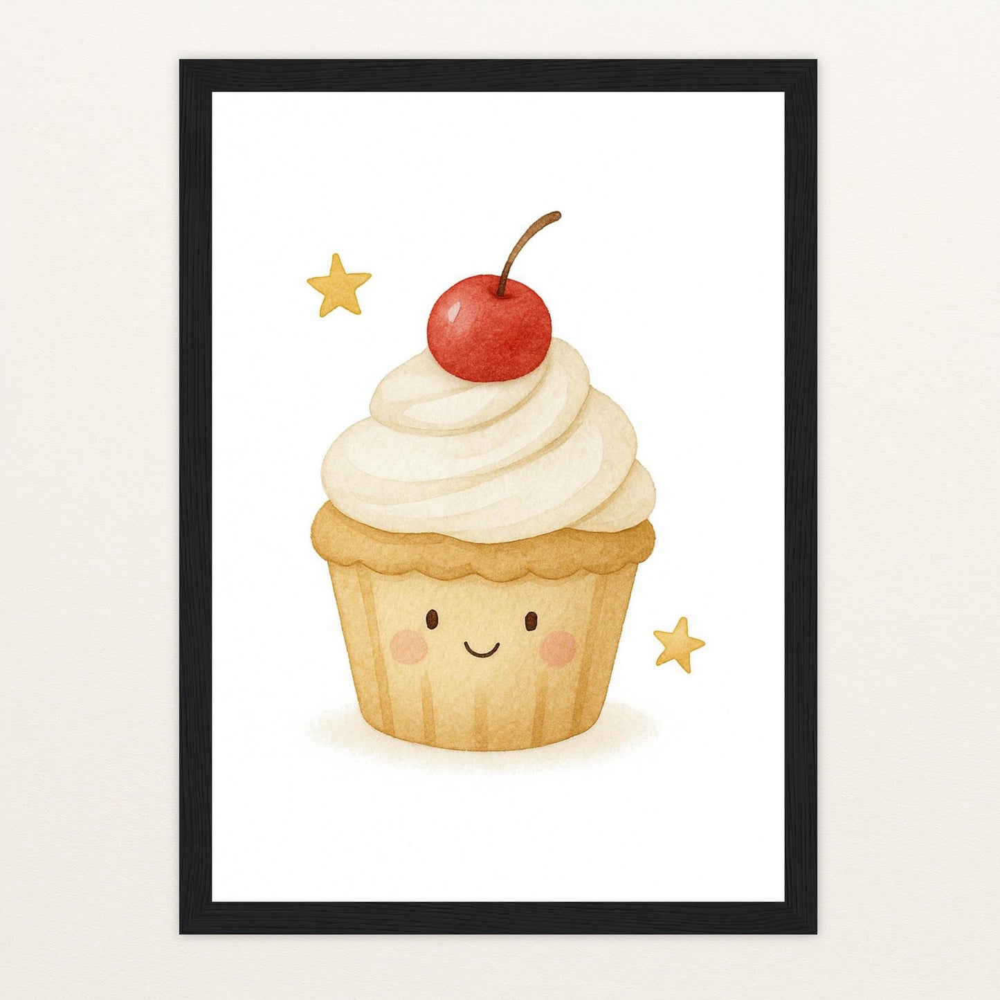 Süßes: Cupcake Poster mit Holzrahmen von tinylearner