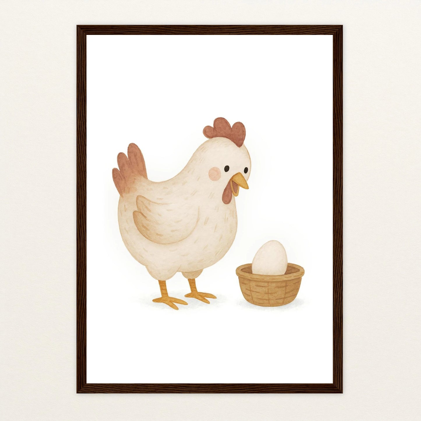 Hanni das Huhn - Motiv: "Ei" Poster mit Holzrahmen von tinylearner
