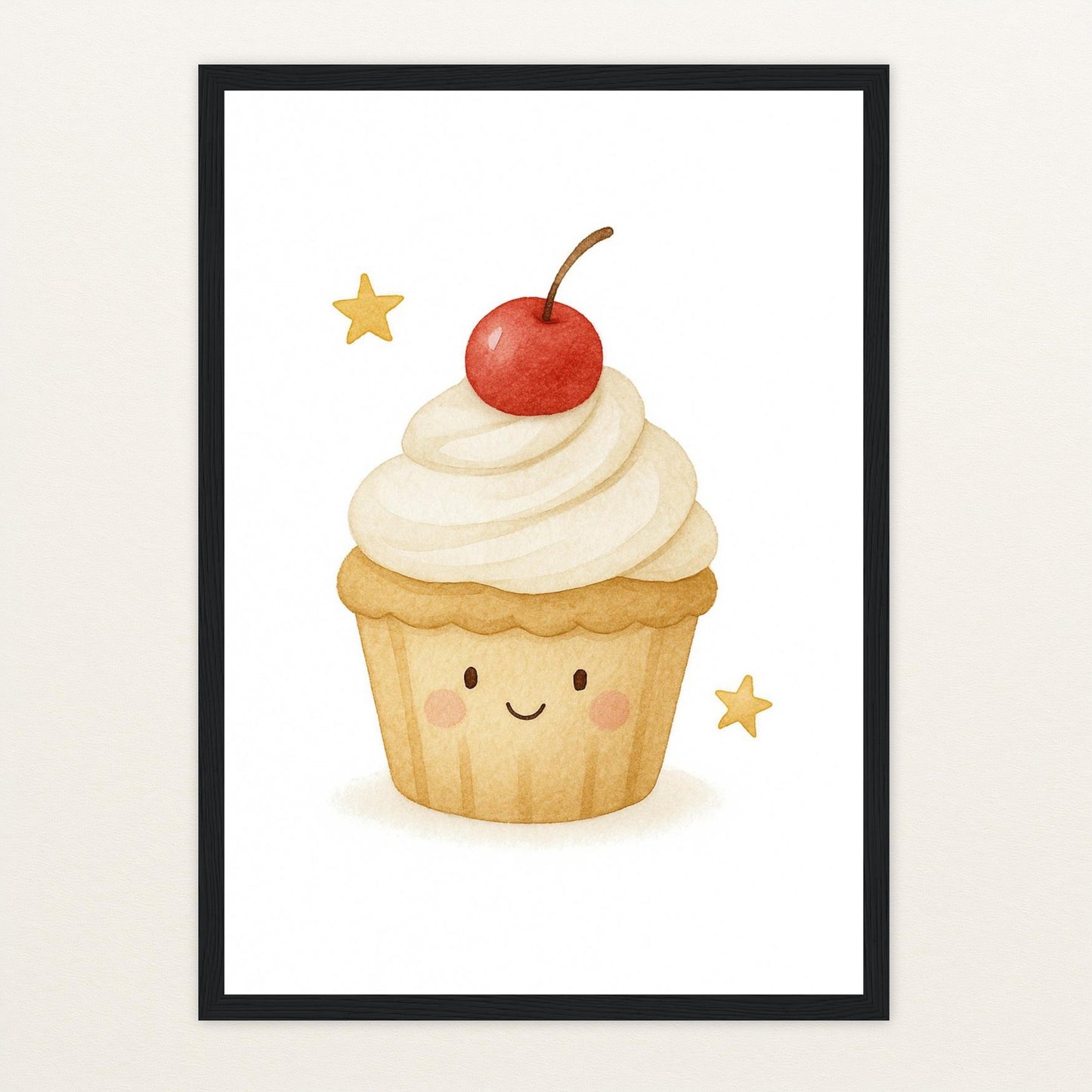Süßes: Cupcake Poster mit Holzrahmen von tinylearner