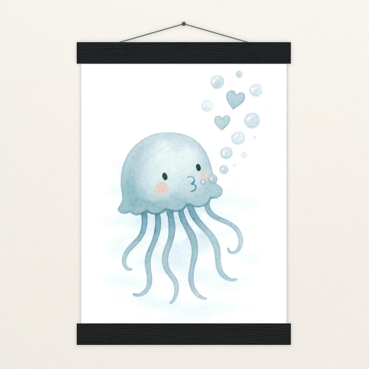 Quinn die Qualle - Motiv: "Luftblasen" Poster mit Leisten von tinylearner