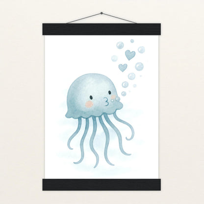 Quinn die Qualle - Motiv: "Luftblasen" Poster mit Leisten von tinylearner
