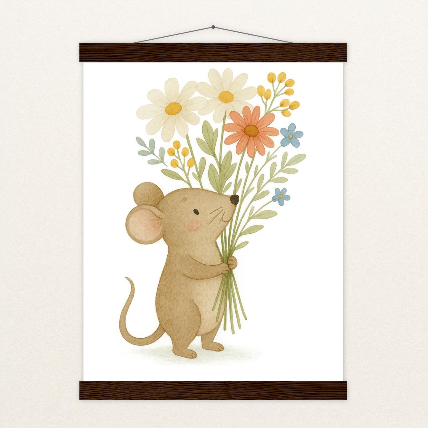 Mimi die Maus - Motiv: "Blumenstrauß" Poster mit Leisten von tinylearner