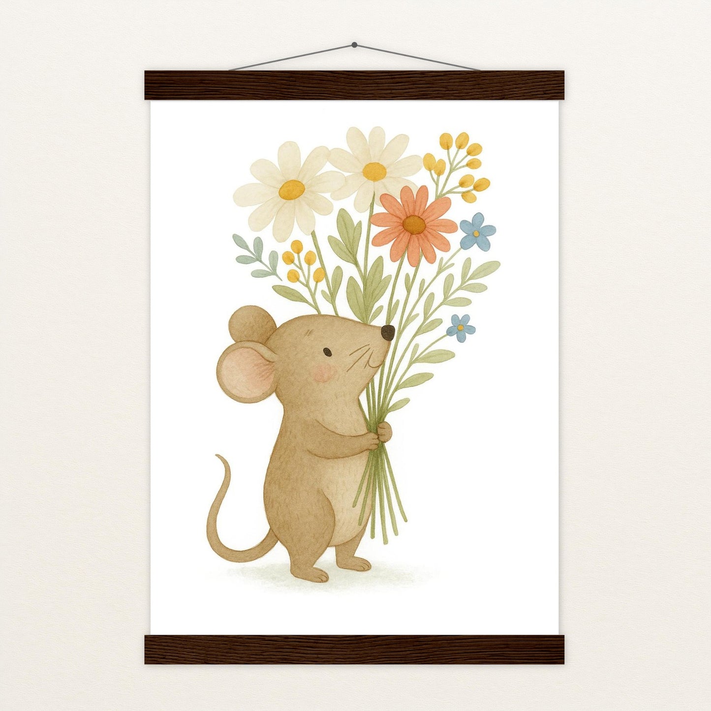 Mimi die Maus - Motiv: "Blumenstrauß" Poster mit Leisten von tinylearner