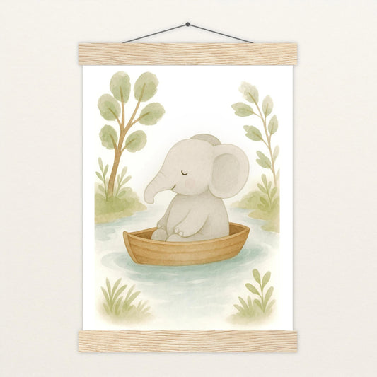 Emil der Elefant - Motiv: "Boot" Poster mit Leisten von tinylearner