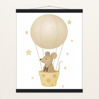 Mimi die Maus - Motiv: "Heißluftballon" Poster mit Leisten von tinylearner
