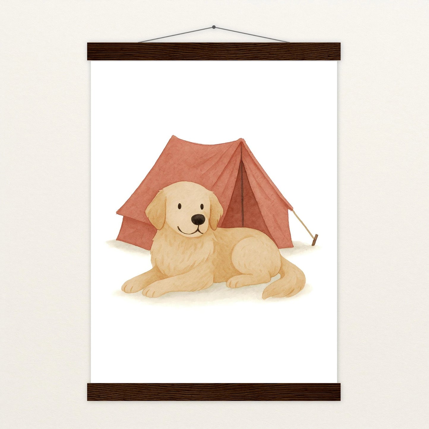 Hugo der Hund - Motiv: "Zelt" Poster mit Leisten von tinylearner