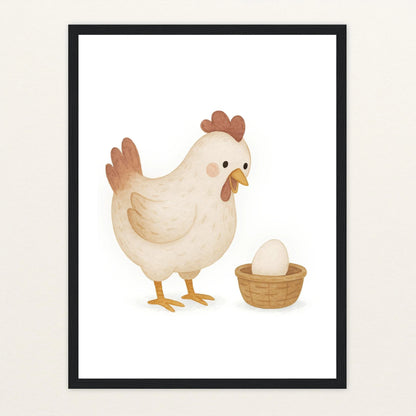 Hanni das Huhn - Motiv: "Ei" Poster mit Holzrahmen von tinylearner
