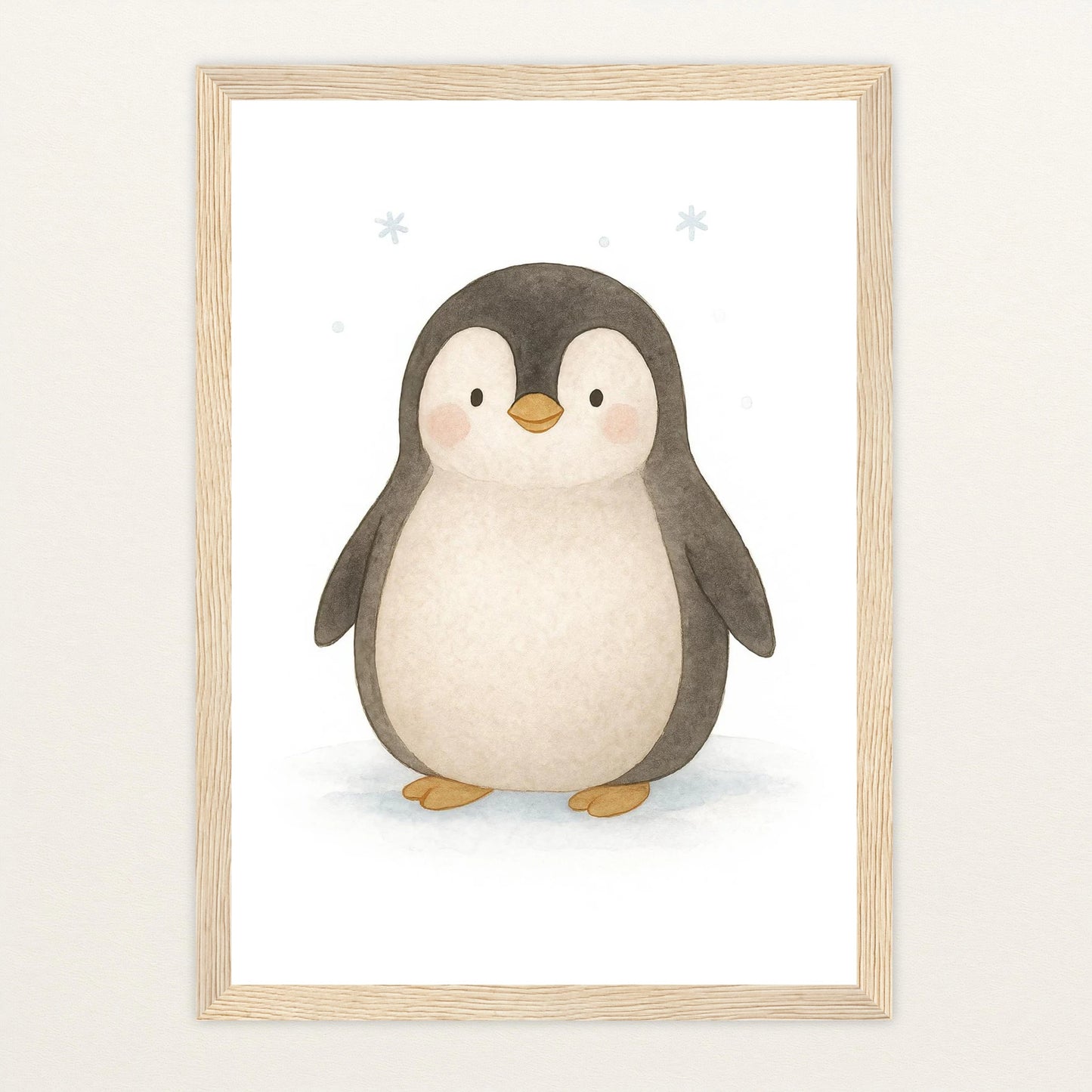 Pia der Pinguin Poster mit Holzrahmen von tinylearner
